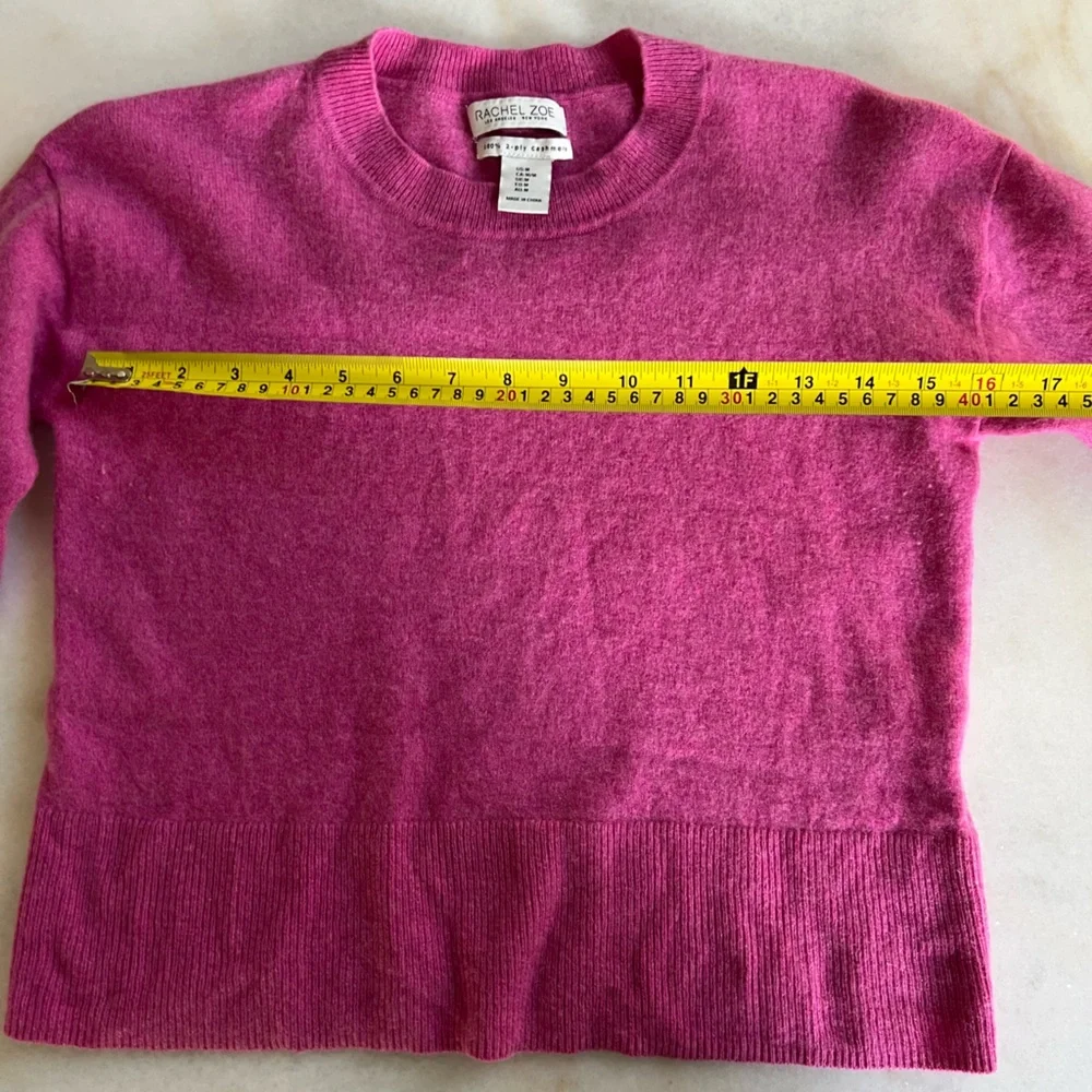 100% Cashmere Rachel Zoe Hot Pink Fuzzy Cozy Sweater Crew Scoop Neck Cardigan